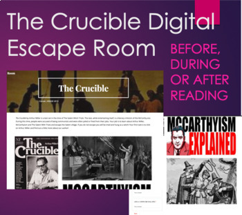 Preview of Crucible by Arthur Miller Digital Escape Room - Before, During or After Reading