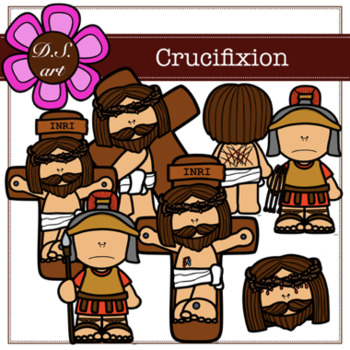 Preview of Crucifixion Digital Clipart (color and black&white)