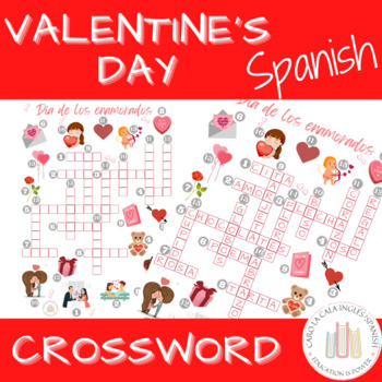 Preview of Crucigrama día de los enamorados  en español - Spanish valentines day crossword