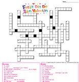Crucigrama el día de San Valentín Spanish Crossword Puzzle
