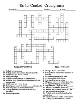 Cruicigrama: En la Ciudad, Crossword Puzzle: In the City by Ave Nocturna