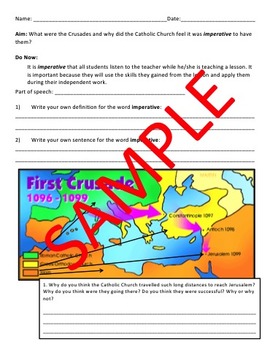 Preview of Crusades Lesson - Reading Comprehension with Exit Assessment