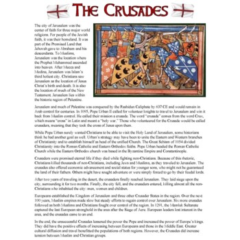 Crusades Worksheet and Map Activity by Students of History ...