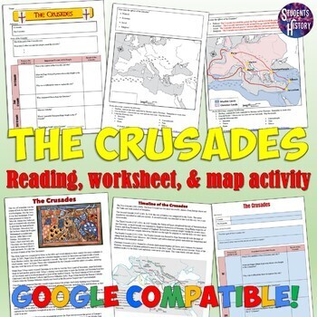 Preview of Crusades Worksheet and Map Activity