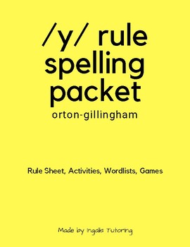 Preview of Orton-Gillingham Spelling Rule: Cry Baby Y Rule Packet