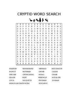 Preview of Cryptid Word Search