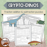 Crypto-Dinos Fraction Addition and Subtraction Puzzles