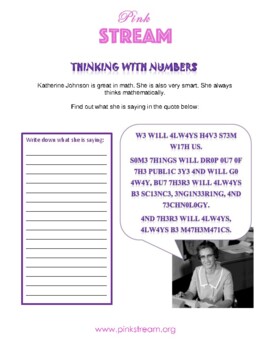 Preview of Cryptography with Katherine Johnson Worksheet