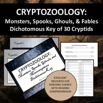 Preview of Cryptozoology Dichotomous Key: Cryptids, Monsters, Spooks, And Ghouls