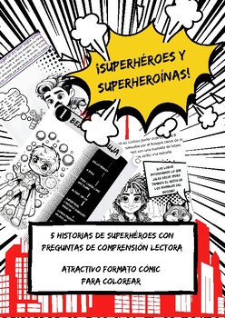 Preview of Cuadernillo de Superhéroes. Libro para colorear + Comprensión lectora