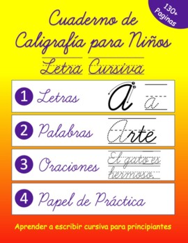 Cuaderno de Caligrafía para Niños - Escribir Letra Cursiva en Español