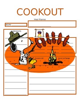 Cub Scout Meal Planning Chart