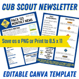 Cub Scout Monthly Newsletter - Editable Canva Template