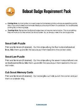 Preview of Cub Scouts Bobcat Puzzles | Scout Oath, Scout Law, and Cub Scout Memory Cards