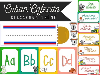Preview of Cuban "Cafecito" Coffee Classroom Theme