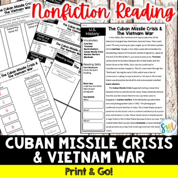 Preview of Cuban Missile Crisis and Vietnam War Reading Activity SS5H5 SS5H5d GSE