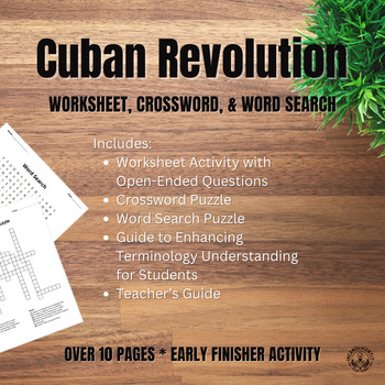 Cuban Revolution Crossword Puzzle Word Search Worksheet: Early