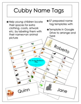 Preview of Cubby Labels with Unique Animals to Assist Children in Finding Their Spaces
