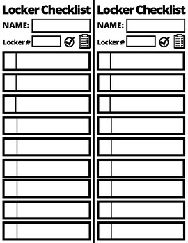 Preview of Stay Organized & Prepared: Cubby Locker Checklist for Students