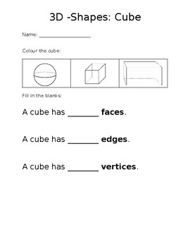 Cube, Faces, Edges & Vertices