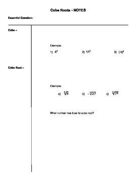 Preview of Cube Roots Cornell Notes