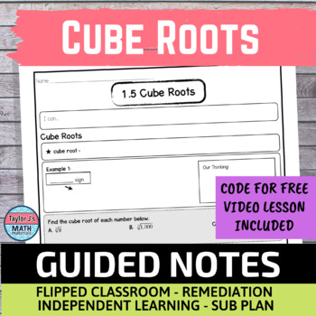 Preview of Cube Roots Guided Notes * DISTANCE LEARNING *