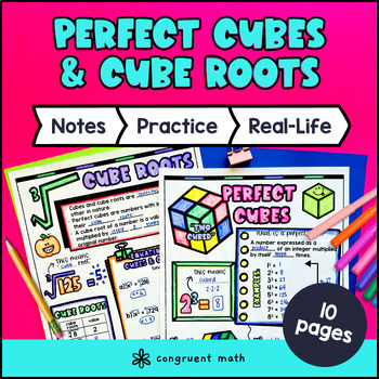 Preview of Cube Roots & Perfect Cubes Guided Notes & Doodle | 8th Grade Sketch Notes Lesson