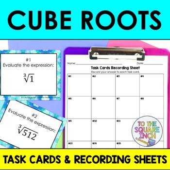 Preview of Cube Roots Task Cards | Math Center Practice Activity