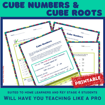 Preview of Cube numbers and cube roots for KS4 and homeschool