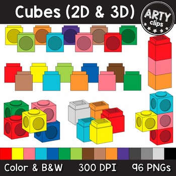 Cubes Clipart Mega Bundle Snap Linking Unifix Cubes 96 Pngs Math Arty Clips