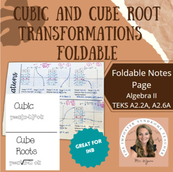 Preview of Cubic and Cube Root Transformations Foldable (INB)