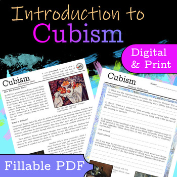 Preview of Cubism - Art History Lesson Plan - Picasso, Braque - Fillable PDF + Answers