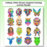 Cubism, Pablo Picasso inspired coloring lessons Bundle. Pr