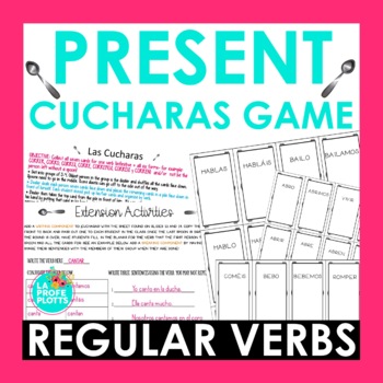 Preview of Regular Present Tense Verbs Cucharas Game | Spanish Spoons Game