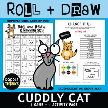 Preview of Cuddly Cat Roll and Draw Game | Hug Your Cat Day June 4 | Drawing Activity