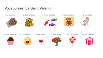 Preview of Cue Card Vocabulary - La Saint Valentin