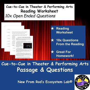 Preview of Cue-to-Cue in Theater & Performing Arts Reading Worksheet **Editable**