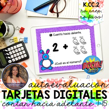 Preview of Contar Adelante 1-15 Boom Cards™ | Distance Learning Digital Math Tasks