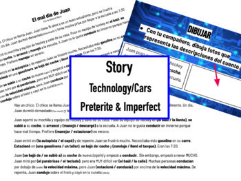 Preview of Cuento - La tecnología y los carros (Pretérito e Imperfecto)