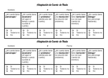 Preview of Cuento de Hadas rubric | Cuento de Hadas student check list |