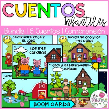 Preview of Cuentos Infantiles en Boom Cards | Comprensión de Lectura | Bundle