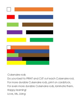 Preview of Cuisenaire Rods (to scale) printable - FREE :D