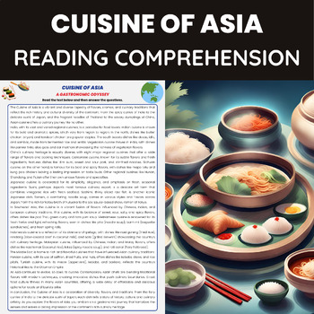 Preview of Cuisine of Asia Reading Comprehension Passage  for World Cuisine | Asian Cuisine