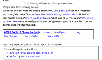 Preview of Cujo Writing Assessment