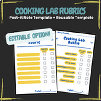 Preview of Culinary Arts Cooking Rubrics - Editable Option Included