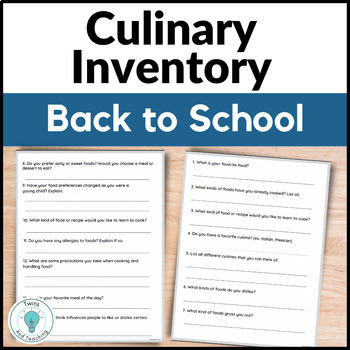 Preview of Culinary Arts Inventory Get to Know You Activity for Back to School FCS - FACS