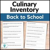 Culinary Arts Inventory Get to Know You Activity for Back 