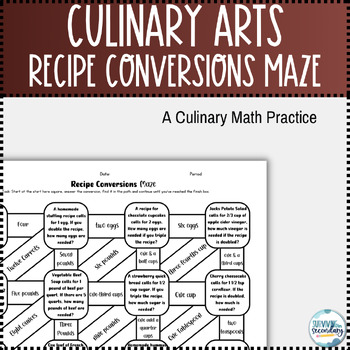 Preview of Culinary Arts Recipe Conversions Maze Worksheet
