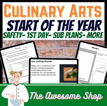 Preview of Culinary Arts Start of the Year, Kitchen Safety, Vocabulary & Sub Plans  FCCLA