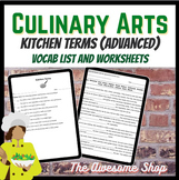 Culinary Arts Vocab list and Worksheets (Advanced) FCCLA &